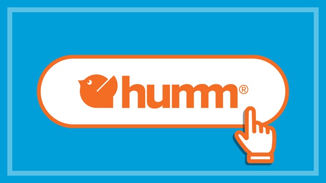 hand pointer clicking on humm logo